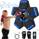 Music Boxing Machine, Wall Mounted Bluetooth Punching Pad with Gloves | Height Adjustable Easy Setup with 5 Levels for Adults and Kids, Bluetooth Music Boxing for All Groups at Home and Office