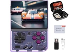 GAMELO Miyoo Mini Plus, Retro Gaming Console with 64G Memory Card, 3.5-inch IPS Screen, 3000mAH Long Endurance Battery，with Storage Case, Support 10000+ Games (Purple 64G)