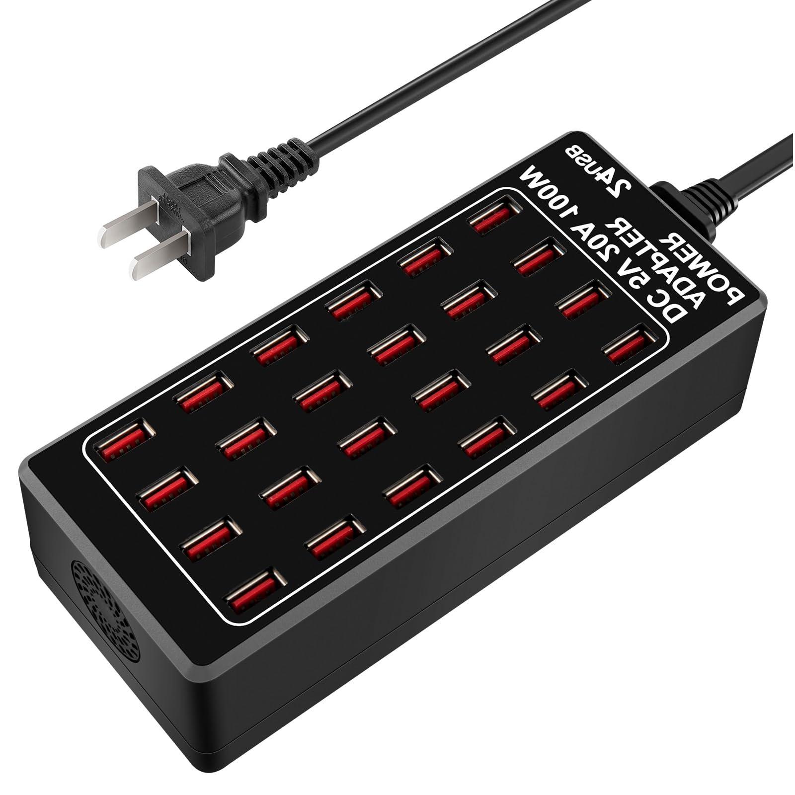 Photo 1 of 24-Port 100 watt (20 A) USB Charging Station, Travel Desktop USB Rapid Charger, Multi Ports Fast Charger Station Organizer Compatible with Smartphones, Tables, and More Devices