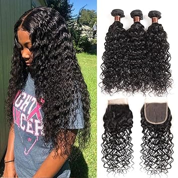 Amazon Com 8a Brazilian Water Wave Bundles With Closure 12 14