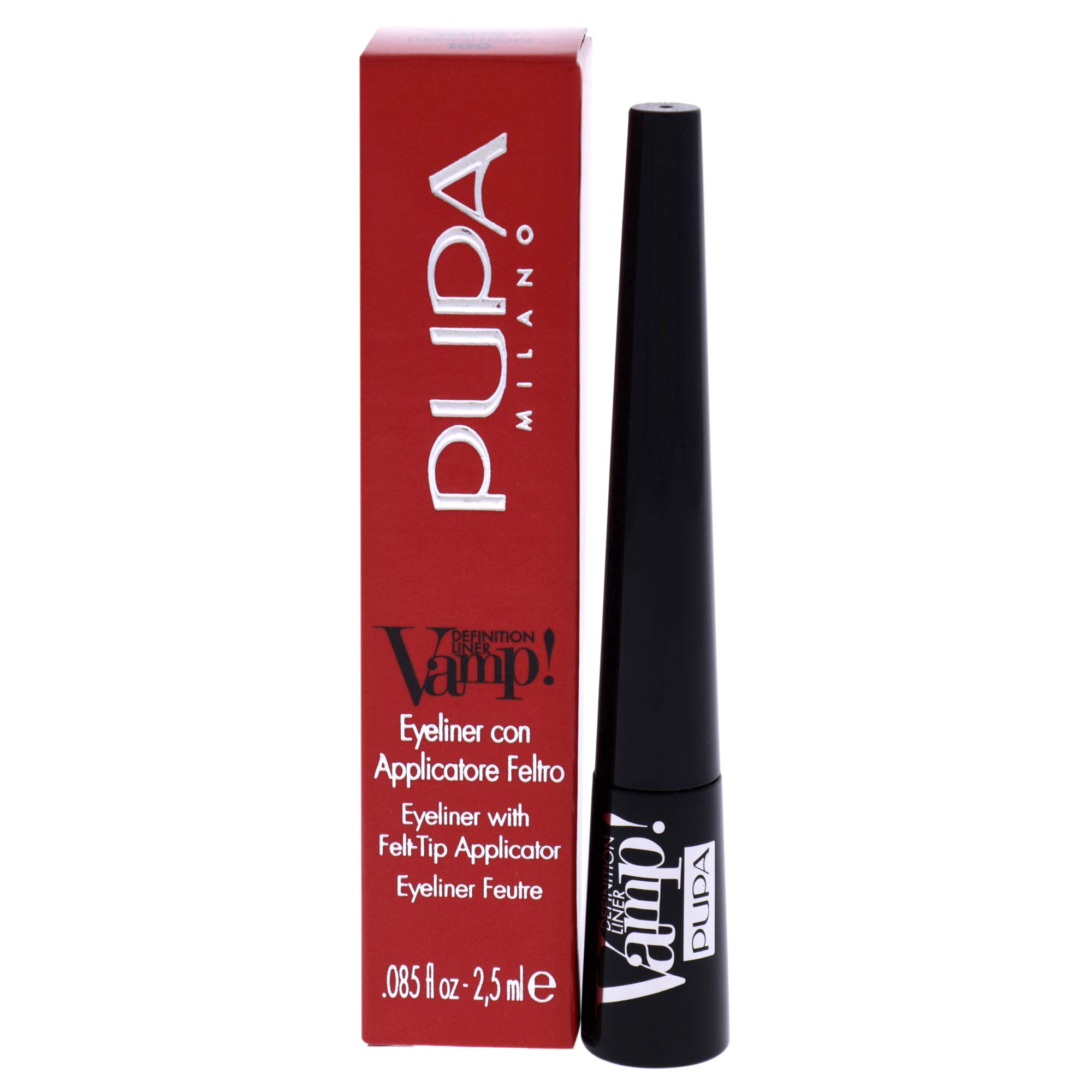 PUPA Milano VAMP! Definition Liner Eye liner with Felt-Tip Applicator, Extra Black Matt 2.5 ml