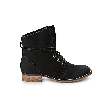 Cox Damen Damen Schnür-Boots aus Leder, Freizeit-Stiefel in Schwarz mit kuscheligem Warm-Futter