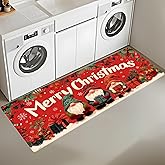 ANNA QUEEN Christmas Laundry Room Rug 20x47 Inch – Non Slip Red Gnome Runner Mat for Laundry Room, Kitchen, Entryway, Holiday