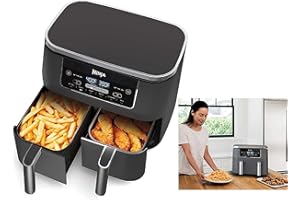 Ninja DZ100 Foodi 4-in-1, 8-qt., 2-Basket Air Fryer with DualZone Technology (Renewed), DZ100 8-qt BLACK