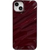 Caseative for iPhone 14 Plus Case, Wine Red | Water Ripple Pattern Curly Wave Shape Soft