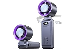 Kimguard Handheld Portable Turbo Fan with Ice Cooler, Speed (1-199) Rechargeable Personal Fan[20000 RPM] Small Pocket Fans for Travel/Outdoor/Home/Office, Purple