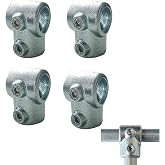 LONG TAO 4PCS 1/2" Galvanized Pipe Fittings Single Socket Tee Connector | Galvanized Steel Pipe Pipe Clamps Single Socket Tee Pipe Fitting Rail Connector Fit Pipe for 90&deg; Butt Joint Between Two Pipes