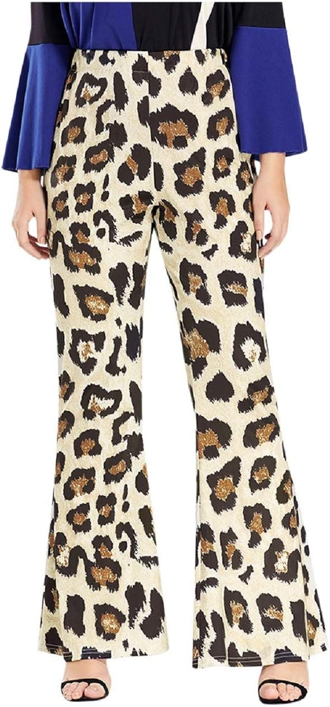 plus size leopard print trousers