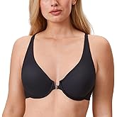 DELIMIRA Women's Front Closure Bras Seamless Plus Size Plunge Underwire Unlined Comfortable Bra