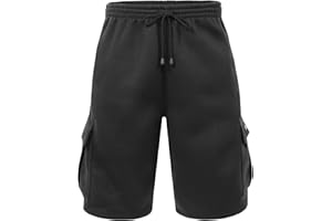 NE PEOPLE Mens Active Comfy Workout Gym Elastic Drawstring Fleece Cargo Sweat Shorts (M-7XL)