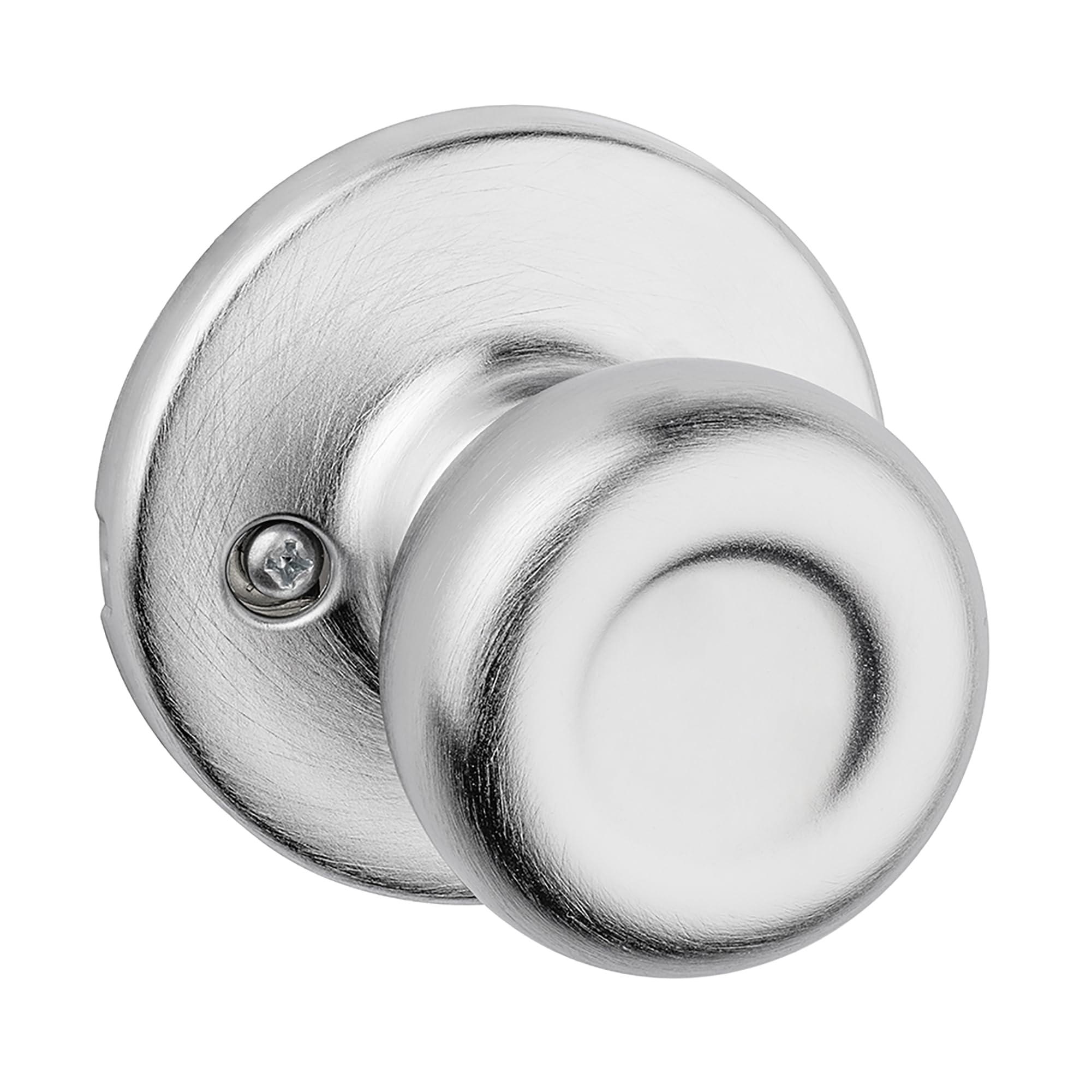 Photo 1 of Kwikset Tylo Dummy Door Knob, Single Sided Handle for Closets, French Double Doors, and Pantry, Satin Chrome Non-Turning Interior Push/Pull Door Knob