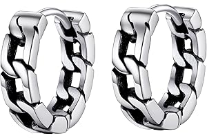 PROSTEEL Chunky Hoop Earrings for Men Women, Skull/Infinity Pattern, Spike/Cuban Links 4 Design Options, Black/18K Gold Plated 316L Stainless Steel, Lightweight Earrings, Come Gift Box
