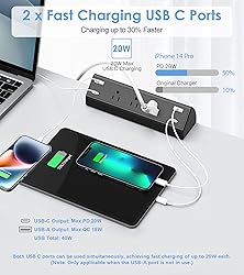 Jgstkcity Desk Clamp Power Strip,40W Total Fast