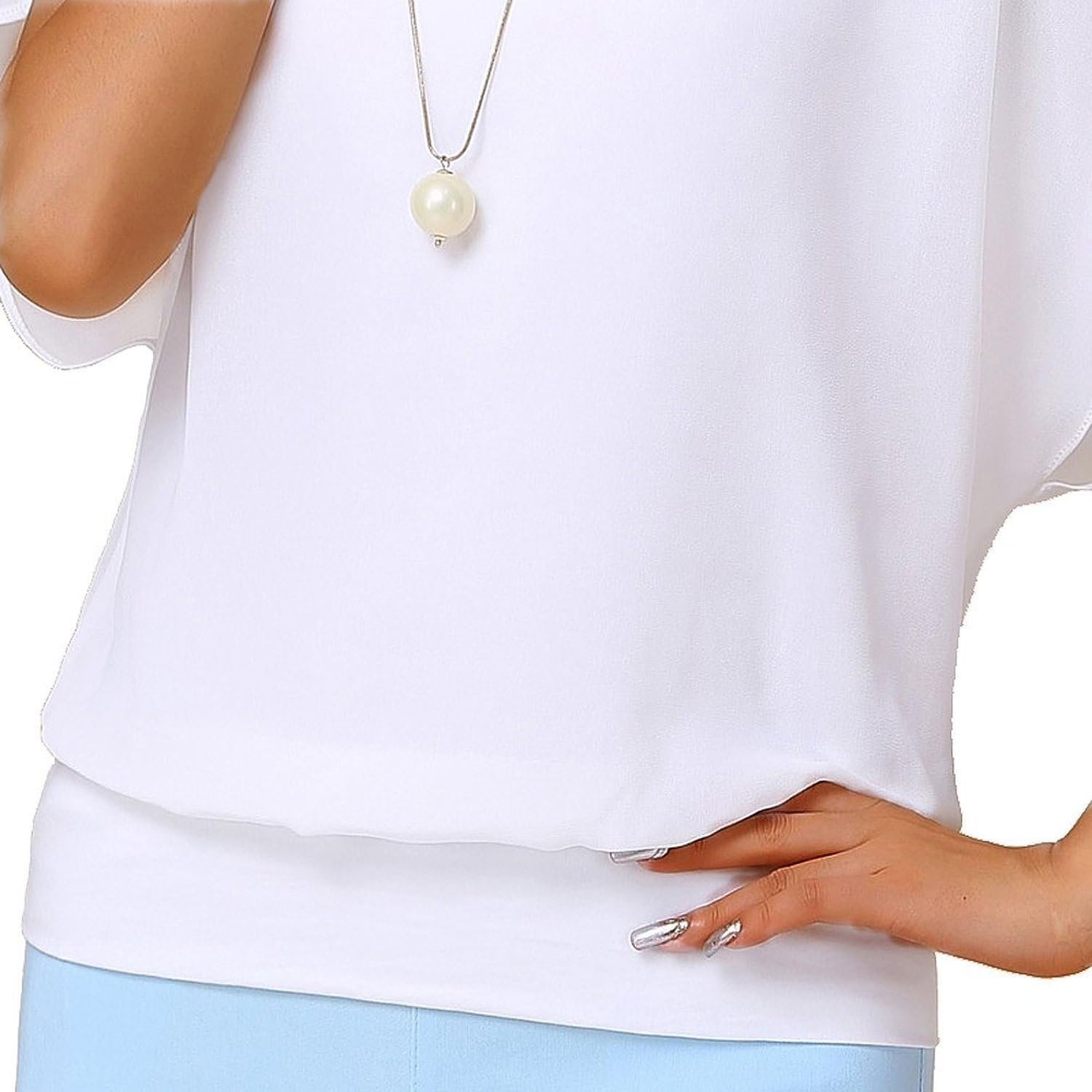 VIISHOW Women's Loose Casual Short Sleeve Chiffon Top T-Shirt Blouse at  Women’s Clothing store