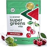 Best Tasting Super Greens Powder with 40+ Superfoods – Delicious Daily Green Powder with Vitamin B12, Zinc, Vitamin C, Magnesium & Calcium – Green Juice Superfood Mix - Cherry Flavor