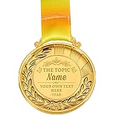 Custom Gold Medals for Awards Bulk- Personalized Pieces Design Your Own Award Medals with Text Logo Image, 1st 2nd 3rd Place Medals for School Programs Sports Family Events Office Award Ceremony