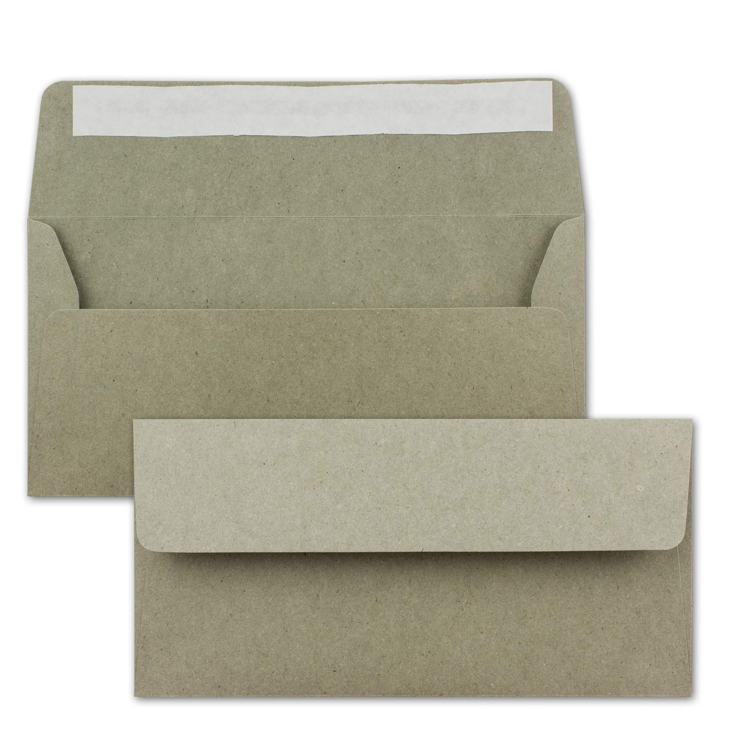 50x Kraft paper envelopes DIN long - grey ECO - self-adhesive 11 x 22 cm - 120 g m² wide flap - Vintage envelopes - by