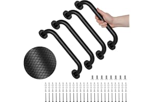 4 Pack 16 Inch Shower Grab Bar, YuanDe Matte Black Bathroom Grab Bar Handle w/Anti-Slip Knurled Grip, Stainless Steel Bath Balance Bar, 1.25" Diameter Safety Hand Rail Support,Handicap Injury Elderly