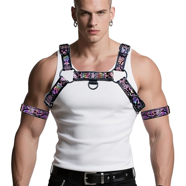 ZZRBVFH En's Harness Jockstrap Shoulder Strap PU Leather Adjustable
