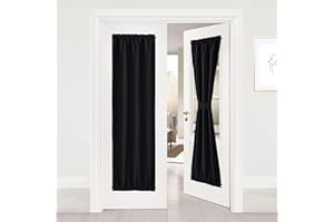 NICETOWN French Door Panel for Sidelights - Blackout Privacy Curtain Patio Door Thermal Insulated Drape and Door Blind for French Door Classroom Lockdown Shade (25W by 72L Inches, Black, 1 Panel)