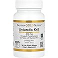 California Gold Nutrition Antarctic Krill Oil, 500 mg Omega-3 Phospholipids with Naturally Occurring Astaxanthin, Natural Strawberry & Lemon Flavor, Non GMO, 500 mg, 30 Fish Gelatin Softgels