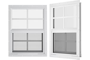 WRISIN 2 Pack Shed Windows 18" W x 23" H Flush Mount, White Household Windows for Playhouses, Barns, Chicken Coop
