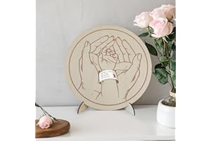 BQSAZHYJ Newborn Baby Announcement Sign, Wooden Engraved Baby Birth Hospital Bracelet Holder Hello World Newborn Announcement Board Welcome Baby Shower Decor (model F)