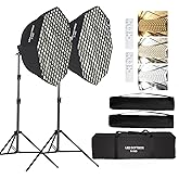 GSKAIWEN 110W Octagonal Parabolic Softbox Lighting Kit, 37.4 "/95cm Soft Box with Honeycomb Grid/Remote Control/Stand for Studio Light, Video Recording, Portraits, Product Photography, Live Streaming