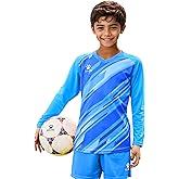 KELME Kids Goalie Shirt,Goalkeeper Jersey Padded Long Sleeve Soccer Football Training Uniform for Youth,Blue Kid Size 10