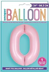 Unique Giant Foil Number 0 Balloon 86 cm Matte Baby Pink Brand Unique view 2