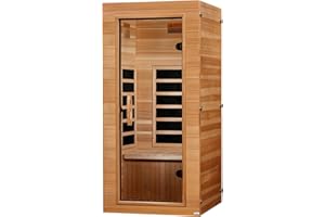 DYNAMIC SAUNAS Elite 1 Person Compact Ultra Low EMF FAR Infrared Sauna with Red Light Therapy & Bluetooth Speakers - Personal Indoor for Home & Gym