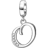 925 Sterling Silver Initial Charms fit Pandora Charms Bracelets Alphabet A-Z Crystal Charm Letter Beads for Women Christmas Mother's Day Valentines Birthday Gift
