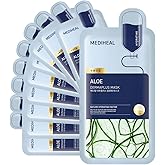 MEDIHEAL Dermaplus Aloe Daily Hydrating Mask (10ea) | Moisture Facial Sheet Mask with Panthenol and Hyaluronic Acid for Soothing Skin | Vegan Formula | Korean Skincare