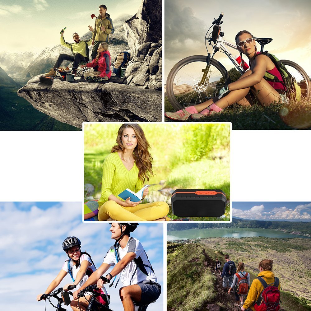 Ifecco Tragbarer Wasserdichter Bluetooth Lautsprecher Speaker Boombox mit 1800mAh Batterie für iPhone, iPad, Samsung, Nexus, HTC und andere Android Geräte (orange)