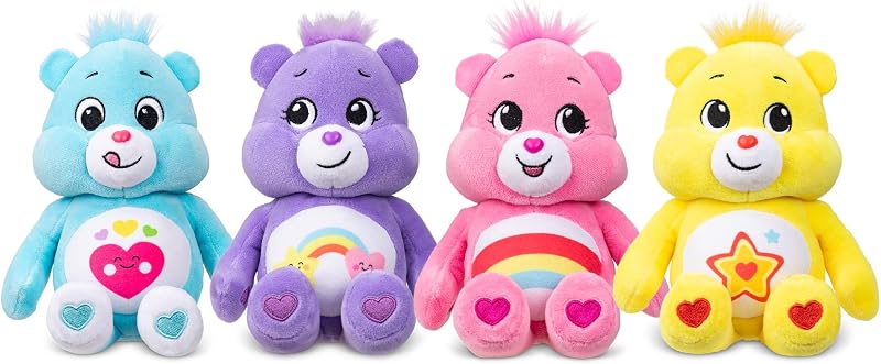 Care Bears Basic Fun Treasure Box: Conjunto de 4 peluches de chapéu, macios e fofinhos, para colecionar e brincar, adequado para rapazes e raparigas a partir dos 3 anos, 36,83 cm