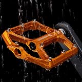 GEWAGE 3 Bearings Flat Pedals 9/16 CNC Aluminum Orange Road Mountain view 7
