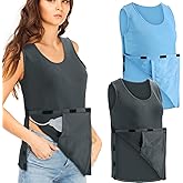 Jeyiour 2 Pack Mastectomy Recovery Clothing Mastectomy Shirt with Drain Pockets Surgical Camisole Cancer Supplies