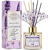 Reed Diffuser 4oz Glass Bottle with 6 Premium Fiber Sticks | Toxin-Free, Stress-Relieving &Fine-Living Natural Fragrance for Aromatherapy (Lavende)