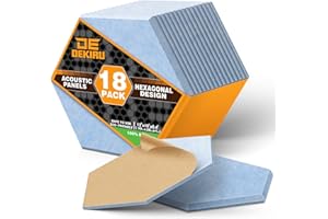 DEKIRU Self Adhesive Soundproof Foam Panels 18 Pack, 12''X10''X0.4'' Hexagon Acoustic Panels, Easy Install Sound Absorbing Panels for Home Recording Studio, Office, and More (Sky blue)