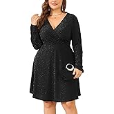 ZOMVA 2025 Plus Size 0X-4X Sparkly Glitter Wrap V Neck A Line Mini Dress Sparkle Sequin Sexy Dresses Cocktail Party Club