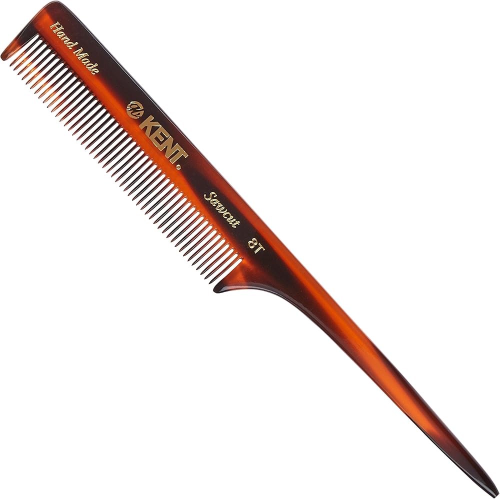 Kent Handmade 190mm Tail Comb A 8T Cellulose Acetate Fine Hair Sectioning