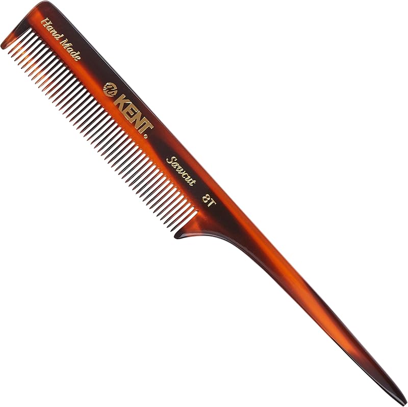 Kent Handmade 190mm Tail Comb A 8T Cellulose Acetate Fine Hair Sectioning