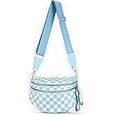 Checkered Crossbody Bum Bags for Women Nylon Checkered Purse Fanny Packs Sling Cross Body Bag with Adjustable Strap