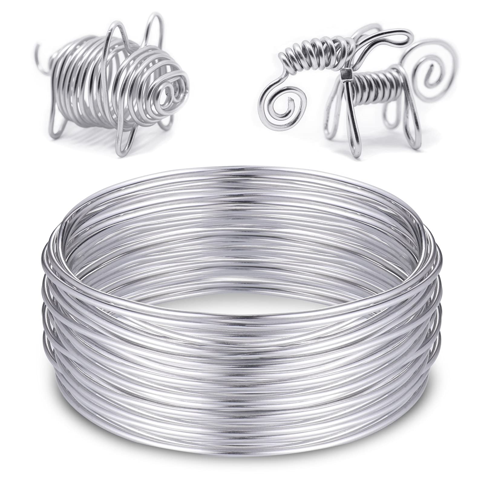 Zocipro Aluminum Craft Wire 12 Gauge, 66 Feet 2mm Thick Bendable Sculpting Flexible Wire for Bike Modelling, Skeleton, Floral Making, Jewelry Making, Weaving and Wrapping