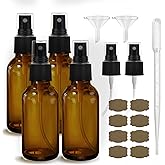 GIVAMEIHF Amber Spray Bottles about 4oz Amber Small Empty Glass Spray Bottle Fine Mist Spray Refillable Containers, Set of 4,