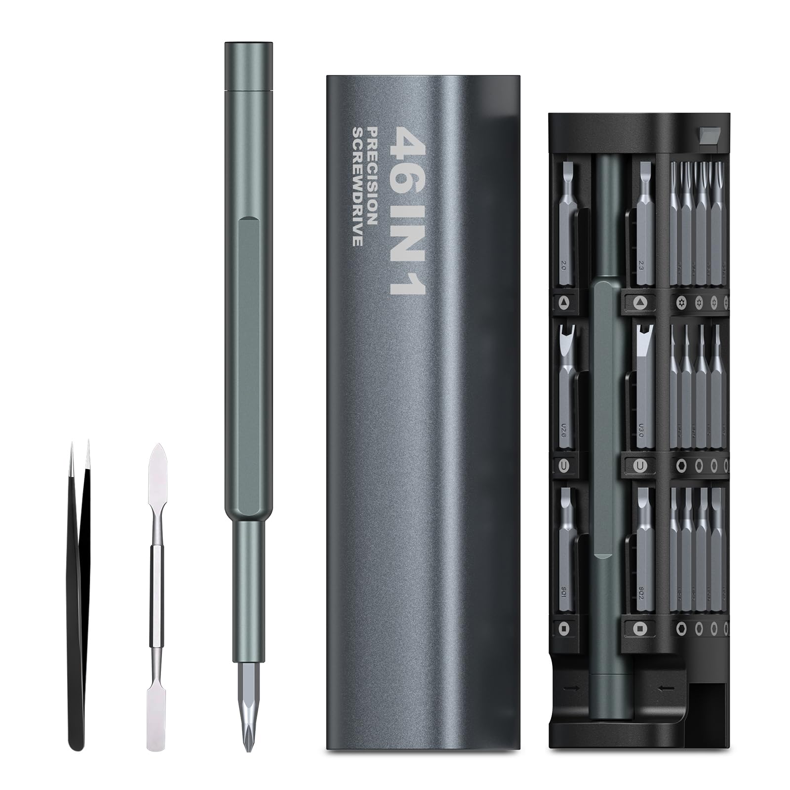 Brifit 46 in 1 Precision Screwdriver Set, Mini Magnetic Screwdriver Set, Portable Repair Tool Kit for PC, Electronic, Phone, Black