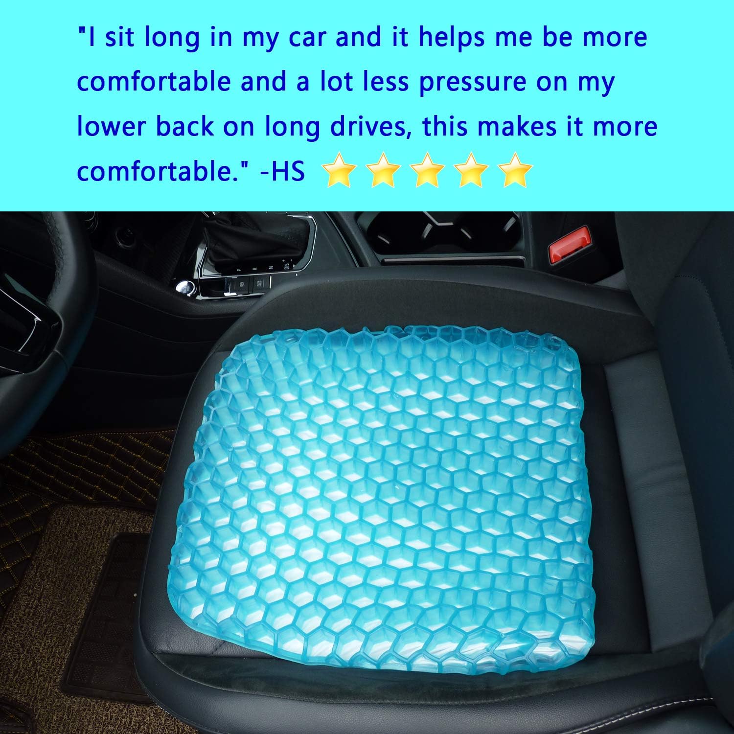 SESEAT Gel Seat Cushion Breathable Honeycomb with Non Slip Cover for Chair Office Car Wheelchair Gel Cushion Seat Pad: Health & Personal Care