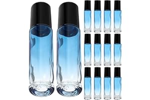 TIKODIDA 20ml Glass Roller Ball Bottles Set of 20 with Black Caps, Steel Balls, Refillable Essential Oil