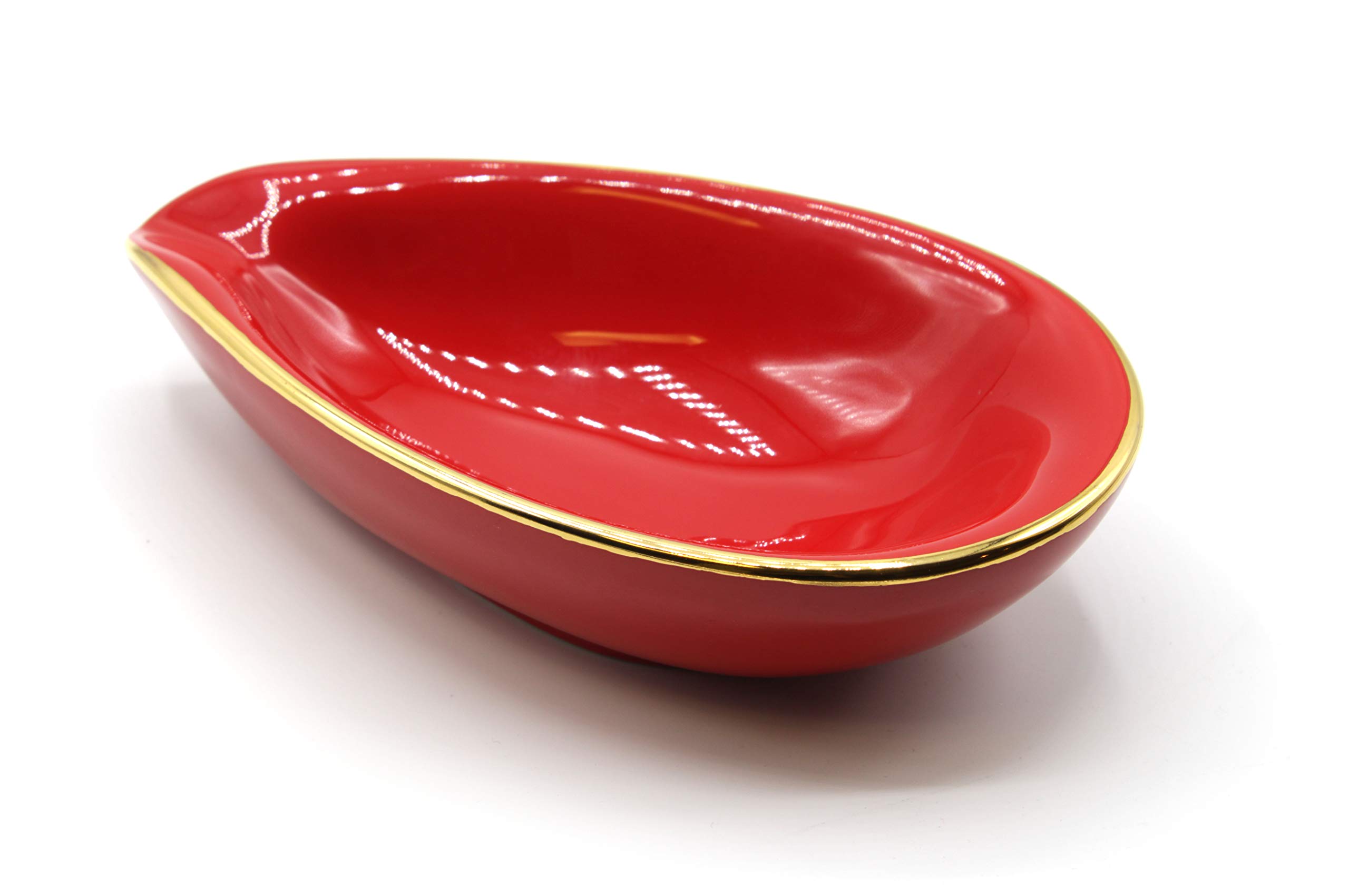 adorini Porcelain Ashtray Leaf Red with a Cigar Tray