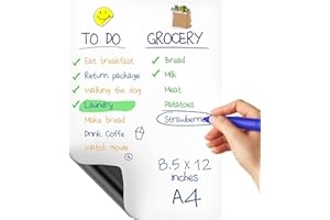 Dry Erase Magnetic Whiteboard for Fridge A4-8.5x12 - Small White Board Dry Erase Magnet Sheet for Refrigerator - Magnetic Whi